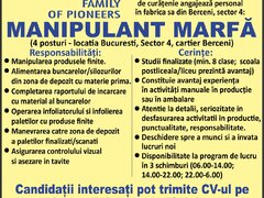 Manipulant marfuri productie cartier Berceni